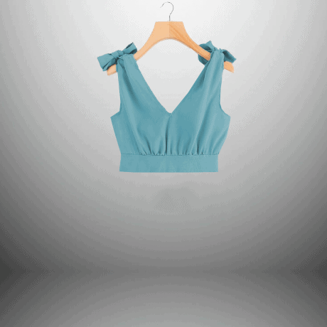 Lucite Green Crop-Top with Bow Ties on the shoulder-RET110